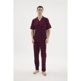 Fantastik Store Kocabey KKT-26158 Erkek Apaj Yaka Düğmeli Pijama Takımı - Mürdüm