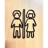 Fantastik Store Mizaku Kadın Erkek Ortak Wc Tuvalet Tabelası - Ahşap - Option-1
