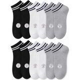 Fantastik Store Unisex Çizgili Kısa Konç Patik Çorap 6 Çift, %85 Pamuklu Geri Dönüştürülmüş Iplik, Parfümlü Ince Dikişli, Siyah Beyaz Gri Günlük Spor Çorabı - 36 - 40 - Çok Renkli