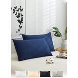 Fantastik Store Vionel Home Pamuklu 2'li Kapaklı Yastık Kılıfı 50X70 cm - Yumuşak ve Nefes Alabilir (Gece Mavisi) - 00-Siyah - Beyaz - Option-1