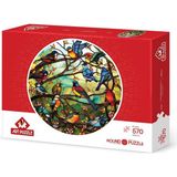 Fantastik Store Vitray Orman Korosu 570 Parça Round Puzzle - 01-Mavi