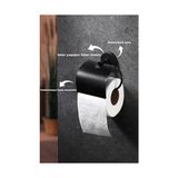 Fantastik Store Yapışkanlı Siyah Geniş Kapaklı Tuvalet Kağıtlığı Wc Kağıtlık Tuvalet Kağıdı Askısı - Option-1
