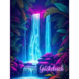 Fantastisches Gästebuch Leuchtender Wasserfall: Hardcover Erinnerungsbuch für besondere Feste & Neon-Partys – Großformat 8,25x11 Zoll, 100 Blanko Seiten für Glückwünsche & Botschaften