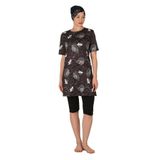 Fantasy Kısa Kollu Yarı Kapalı Büyük Beden Tesettür Mayo , 4XL, 3455, Siyah, Kadın