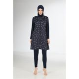 Fantasy Tam Kapalı Desenli Paraşüt Kumaş Tesettür Mayo, 2XL, 3214, Siyah, Kadın