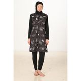 Fantasy Tam Kapalı Desenli Paraşüt Kumaş Tesettür Mayo, XL, 3438, Siyah, Kadın
