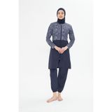 Fantasy Tam Kapalı Desenli Yarım Paraşüt Kumaş Tesettür Mayo Lacivert, XL, 3478, Çok Renkli, Kadın