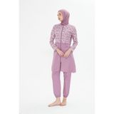 Fantasy Tam Kapalı Desenli Yarım Paraşüt Kumaş Tesettür Mayo Pembe, XL, 3480, Çok Renkli, Kadın