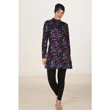 Fantasy Tam Kapalı Likralı Tesettür Mayo 3410 - 2XL - Siyah