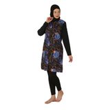 Fantasy Tam Kapalı Paraşüt Kumaş Tesettür Mayo , 2XL, 3440, Mavi, Kadın