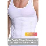 Fantazer Bel Göğüs Göbek Jinekomasti Toparlayıcı Erkek Extra Göbek Sıklaştırıcı Siyah Korse Atlet - Beyaz