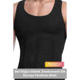 Fantazer Bel Göğüs Göbek Jinekomasti Toparlayıcı Erkek Extra Göbek Sıklaştırıcı Siyah Korse Atlet - XL