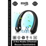 Fantazer #boyunvantilatörü Sessiz Şarjlı Yüksek Güçlü Hava Soğutucu 3 Hız Modlu Üflemeli Boyun Vantilatörü - Siyah
