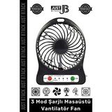 Fantazer #masafanı 3 Mod Şarjlı Aydınlatmalı Sessiz Mini Pervaneli Soğutucu Küçük Masaüstü Vantilatör Fan - Siyah