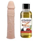 Fantezi Aletleri, Testis Halkalı Penis Kılıfı 50 Ml Çilek Aromalı Masaj Yağı