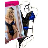 Fantezi Parlak Dantelli Tanga Bodysuit