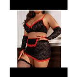 Fantezia Night Büyük Beden Fantazi Dantel Babydol Fantezi Gecelik (Çorapsız) TG279233-B