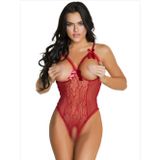 Fantezia Night Fantezi Özel Ağları Açık Kırmızı Fiyonklu Gecelik İç giyim TG279701
