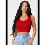 Fantezia Night Kadın Kırmızı Kare Yaka Crop Top Bluz