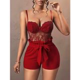 Fantezia Night Kadın Kırmızı Kuşak ve Dantel Detaylı Fantezi Elbise 5147