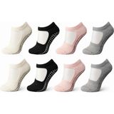 Fantezia Wak Kaymaz Taban Yoga ve Pilates Çorabı 8’li Kadın, Silikon Tabanlı Nefes Alabilir Bilek Bantlı Çorap, Ev Yoga Pilates Trambolin Umre Için, 4 Renk - 36 - 40