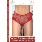 #FanteziKülot Şık Transparan Cesur Genç Dinamik Rahat Yerli Üretim İç Giyim Kırmızı Kadın Puanlı Kül