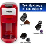 Fantom Mıxpresso Ks 1450 Kırmızı Espresso Makinesi 1800 W Sesli İkaz ile Espresso Macchiato