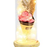 Fanus Gül 28/12cm Cam Fanus Led Işıklı Hediyelik