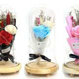 Fanus Gül 28/14cm Cam Fanus Led Işıklı Hediyelik