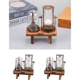 Fanus Içinde Eyfel Kulesi Kum Saati Led'li Retro Metal Tower Biblo Ahşap Ayaklı Dekoratif Hediyelik Masaüstü Aksesuar Özel Seri