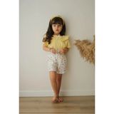 Fao Shop 7 - 24 Fao Shop 7-24 Kız Çocuk Sarı Fırfırlı Bluz & Desenli Şort Takımı - 3 - 4 Yaş