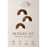 Fao Shop 7 - 24 Hasır Görünümlü Bohem Sarkıt Avize Salon - 3 - Kahverengi