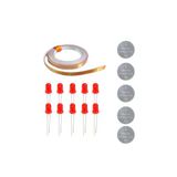 Fapatech Bakır Folyo İletken Bant ,Cr2032 Lityum Pil ,5Mm Led Seti – Kağıttan Devre Kit