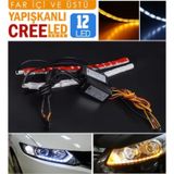 Far içi Far Üstü Su Geçirmez Kayar Led Sinyalli 12 Led Yapışkanlı