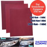 Far Temizleme Zımpara Seti Kaliteli Suya Dayanıklı Inceden Kalına 500-100-1500 A4 Boyutunda (3 Adet)