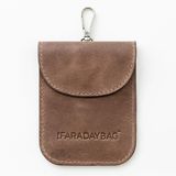 Faraday Anahtarlık Koruyucu - Gerçek Deri - Premium Sinyal Engelleme Torbaları - RFID Engelleme Araba Anahtarı Kapağı - Hırsızlığa Karşı Koruma (Kahverengi)