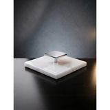 Faralya Home Doğal Mermer Beyaz Mermer Banyo Gider Kapağı 10X10 cm Gümüş Kulp