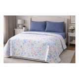 Faralya Life %60 Pamuk %40 Polyester Baskılı Çift Kişilik Pike Takımı 200x220 cm Pike 220x240 Çarşaf 2 Adet 50x70 Yastık Kılıfı Yumuşak Dokulu Yatak Örtüsü Seti (Mavi)