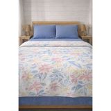 Faralya Life %60 Pamuk %40 Polyester Baskılı Çift Kişilik Pike Takımı 200X220 cm Pike 220X240cm Çarşaf 2 Adet 50X70 Yastık Kılıfı - Açık Mavi