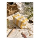 Faralya Life FaralyaLife Çizgili Kulplu Fermuarlı Sarı Çizgili Makyaj Çantası 20x20 cm %70 Pamuk %30 Polyester Kozmetik Kadın Makyaj Çantası