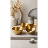FARALYAHOME 3'lü Gold Renkli Metal Kase Seti (17 cm )- Modern Sunumluk Çerezlik ve Tatlı Kasesi Çorba Kasesi