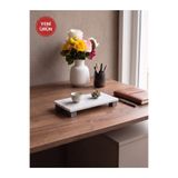 FARALYAHOME Doğal Beyaz Mermer Antrasit Mermer Ayaklı Sunumluk & Düzenleyici Stand 24x12 cm (Yağlık Altlığı, Kahve Sunum Tepsisi)