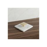 FARALYAHOME Doğal Beyaz Mermer Banyo ve Duş Gider Kapağı (10x10 cm) Gold Kulp - Şık ve Premium Tasarım
