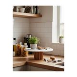 FARALYAHOME DOĞAL GERÇEK BEYAZ MERMER 28 CM RUFFLESS AHŞAP AYAKLI KEK STAND PASTA SUNUM STANDI