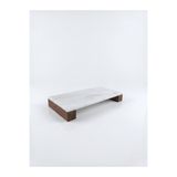 FARALYAHOME Doğal Mermer Ceviz Ahşap Ayaklı Çok Amaçlı Sunum Tepsisi 30x15 CM- Kahve, Peynir Sunumluğu & Takı Makyaj Organizeri
