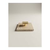 FARALYAHOME Doğal Traverten Mermer Banyo Gider Kapağı 10x10 cm Gold Kulp