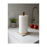 FARALYAHOME DOĞAL TRAVERTEN MERMER HAVLULUK AHŞAP SAPLI 14X14 CM