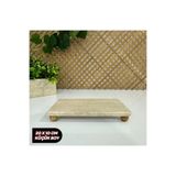 FARALYAHOME Doğal Traverten Mermer Yağlık Altlığı -Sıvı sabunluk altlığı-sunumluk 20x10 cm Ahşap Ayaklı