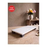 FARALYAHOME Modern Beyaz Mermer ve Antrasit Ayaklı Yükseltilmiş Sunumluk (30x15CM)- Dekoratif Sunum Tepsi & Peynir Tabağı