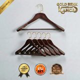 Faravis Atelier 5'li Lüks Ahşap Askı Seti Ceviz Gümüş Amerikan Kancalı Kalın Omuzlu Ceket Takım Gömlek ve Pantolon Askısı - Ceviz - Gold